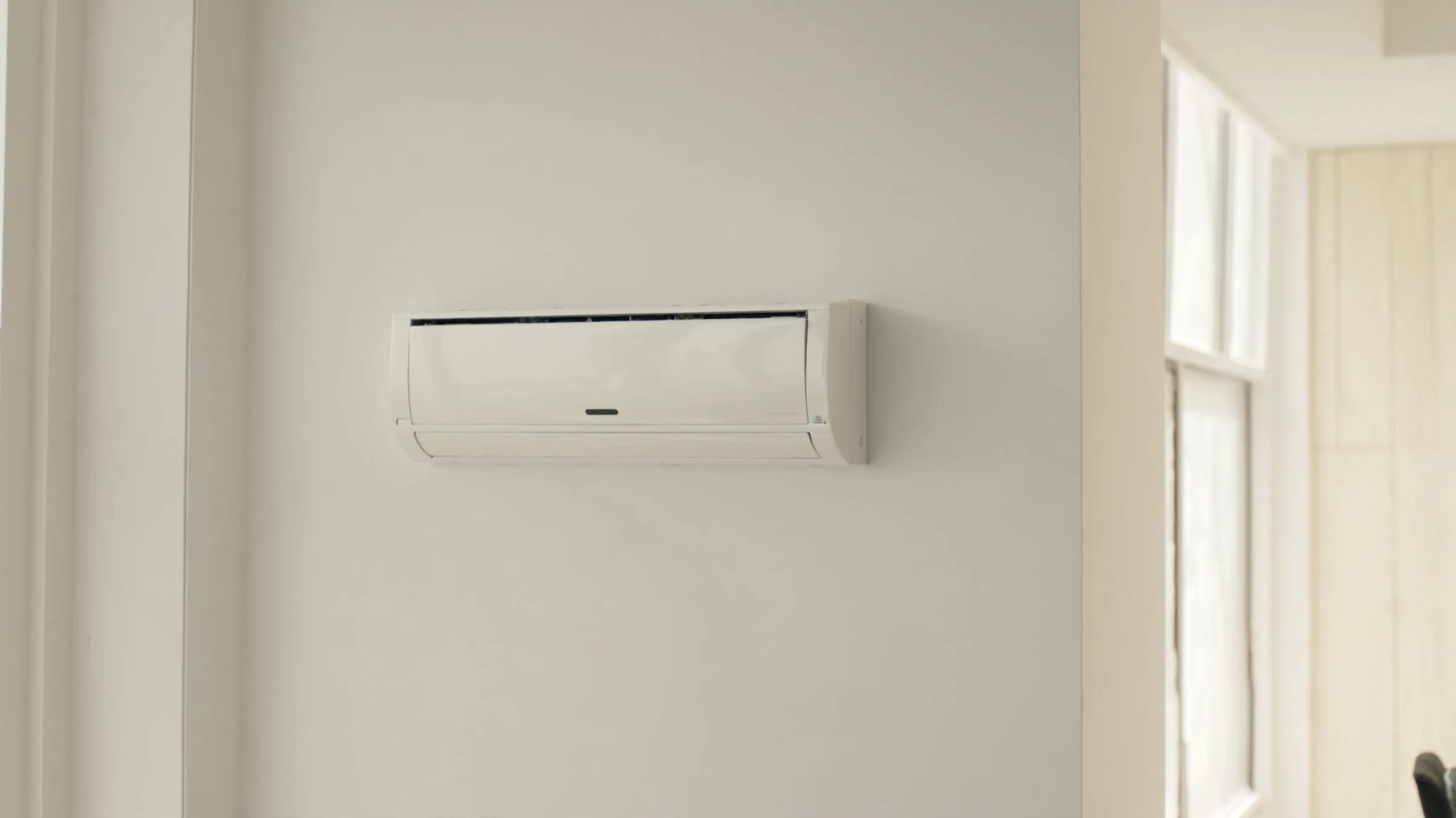 Hvac marketing, residential air conditioning, wall-mounted mini-split in a clean interior