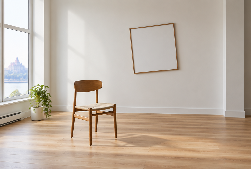 A Useful 404 Page That Leads Back to a Service, a single chair in a bright empty room