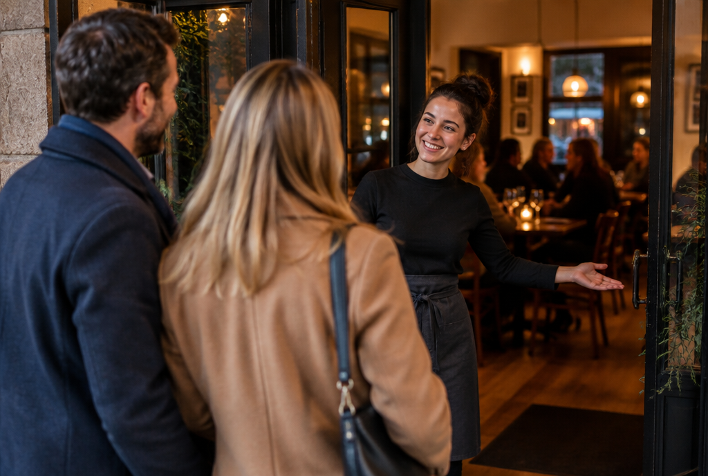 A Restaurant Customer Journey, a restaurant host welcoming guests